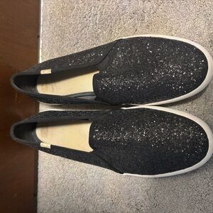 Keds x Kate Spade: Black Glitter Slip-On Women's Shoes